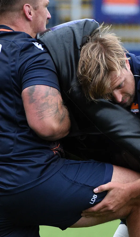Edinburgh men practice contact training at Murrayfield
