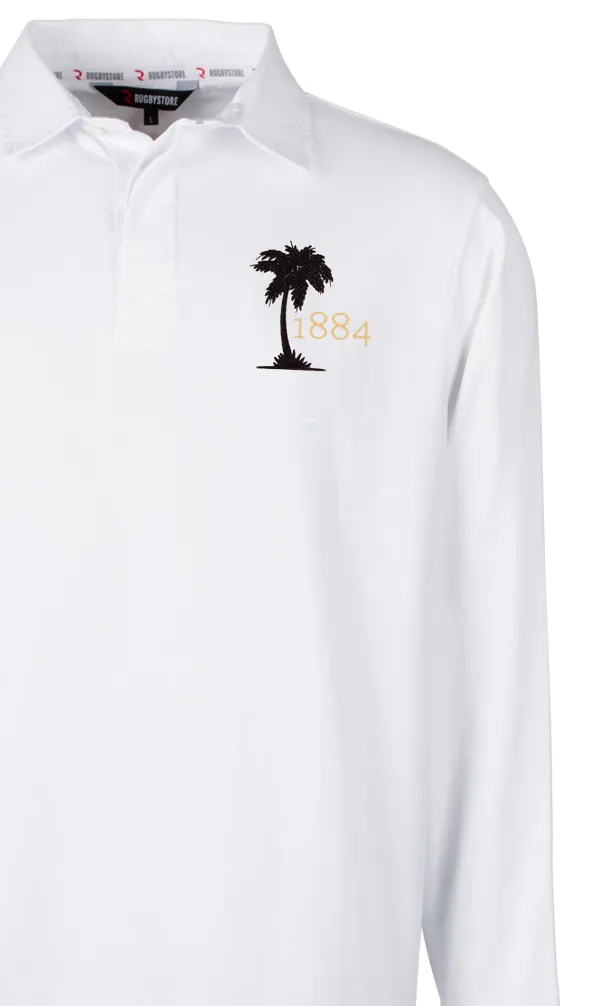 Fiji Rugby Classics A classic white rugby shirt with the Fiji palm tree embroidered on the chest