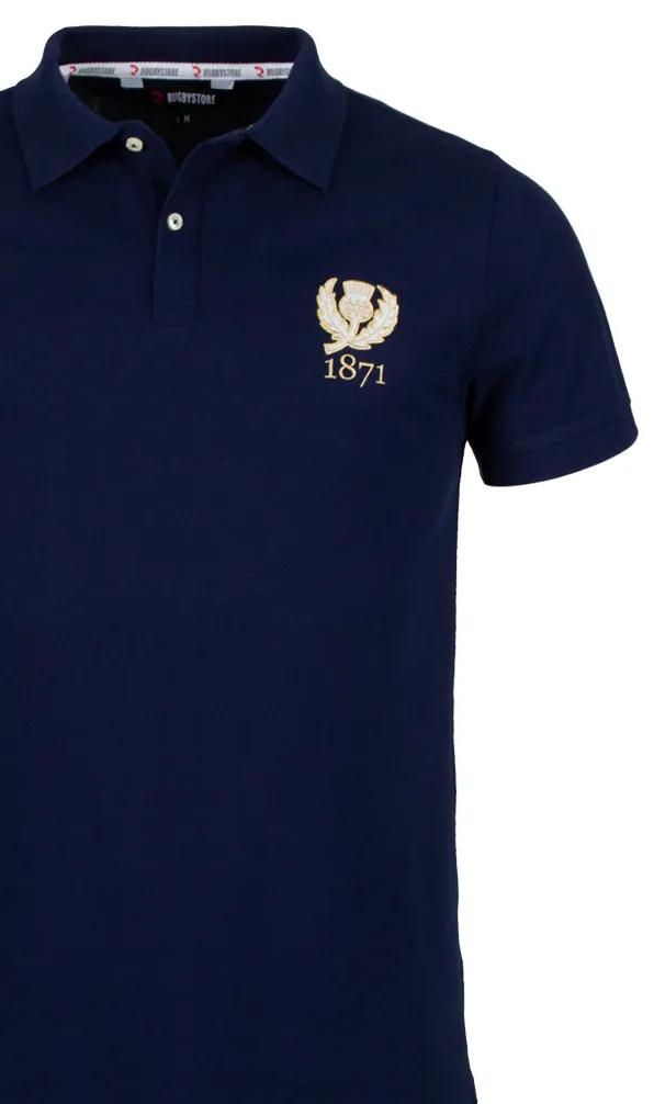 Classics Rugby Polo Shirts A traditional navy polo shirt with the Scotland thistle embroidered on the chest