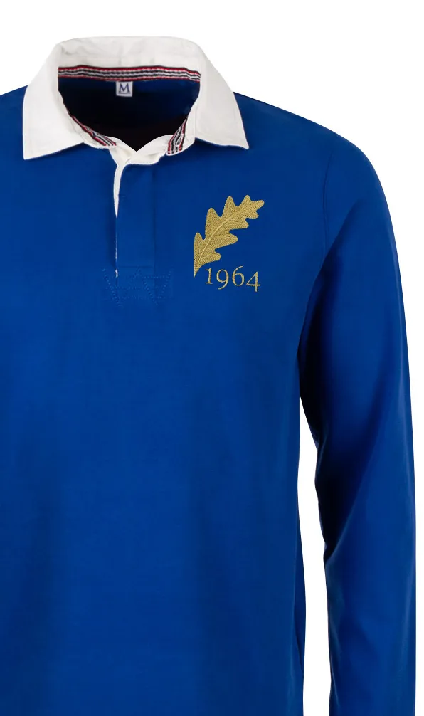 Romania Rugby Classics A classic styled rugby shirt in royal with the Romanian oak leaf embroidered on the chest in gold