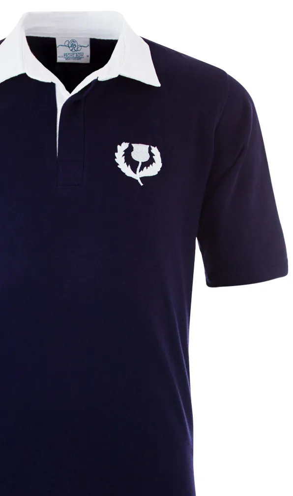 Classic Rugby shirts A short sleeved classic rugby shirt in navy with the Scottish thistle embroidered on the chest