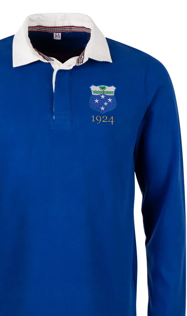 Samoa Rugby Classics A royal classic rugby shirt with the Samoan rugby shield embroidered on the chest