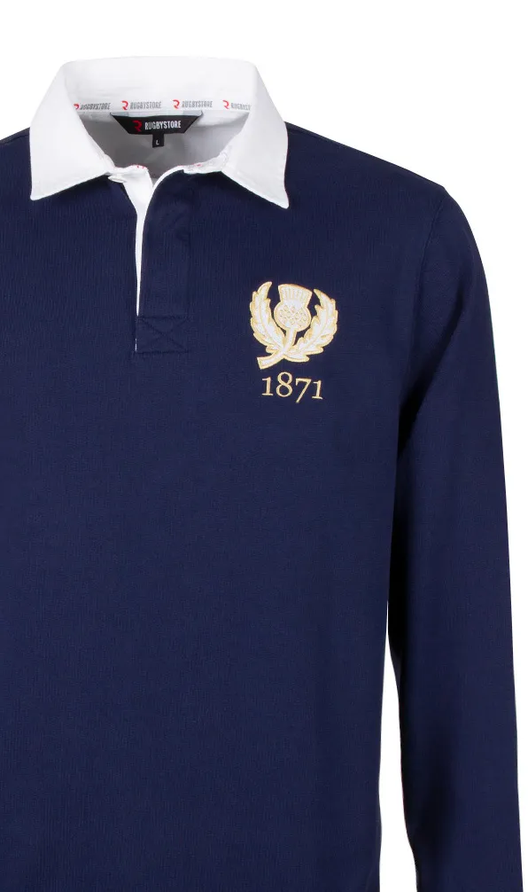 Scotland Rugby Classics A classic navy rugby shirt with the Scottish thistle embroidered on the chest