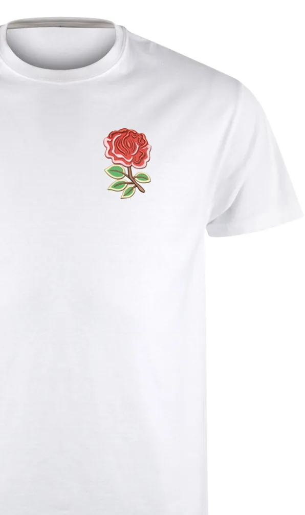 Classics Rugby T-Shirts A simple white crew neck t-shirt with an England rose on the chest