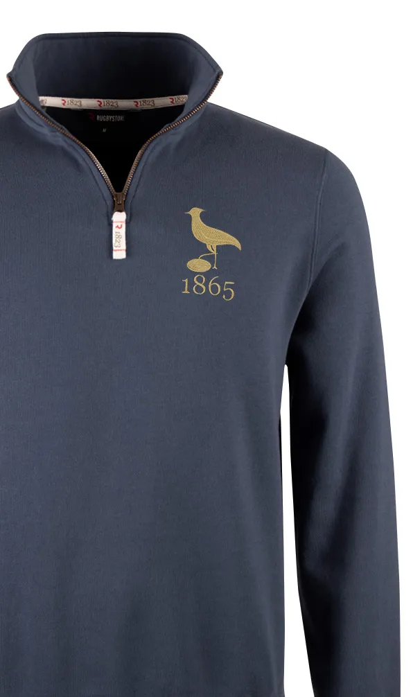 Uruguay Rugby Classics A traditional quarter zip top in petrol blue with the Uruguayan lapwing embroidered on the chest