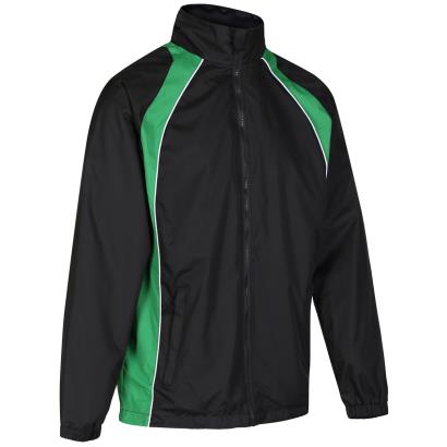 Unbranded Teamwear Elite Showerproof Jacket Black/Emerald Kids - Front