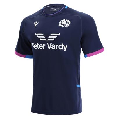 Macron Scotland Mens Poly Home Rugby Shirt - Short Sleeve - Front