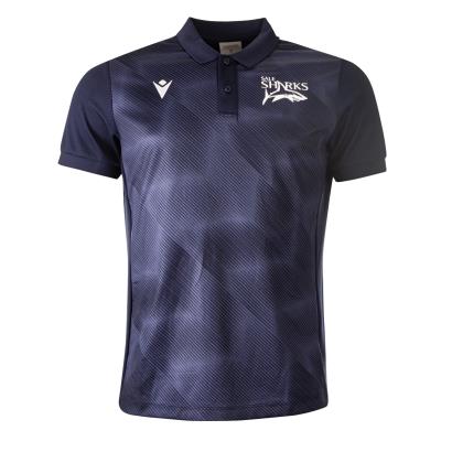 Macron Sale Sharks Mens Poly Polo - Navy - Front