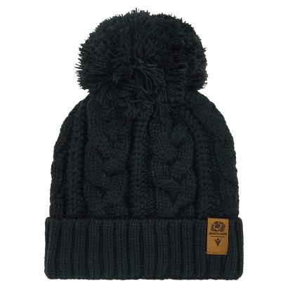Scotland Adults Cable Knit Pom Pom Beanie - Charcoal 2024 - Fron