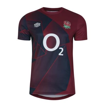 England Kids Rugby Training Shirt - Short Sleeve Red 2024 - Front