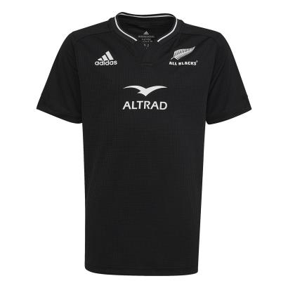 All Blacks Kids Home Rugby Shirt - Short Sleeve Black 2023 - Front