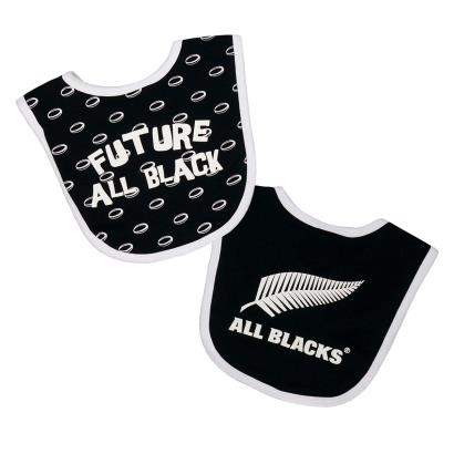 Babies All Blacks Twin Pack of Bibs - Black - Front