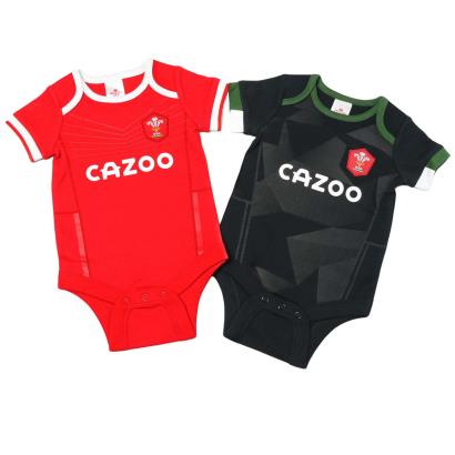 Brecrest Babies Wales 2 Pack of Bodysuits - Red and Black - Fron