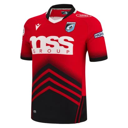 Cardiff Blues Mens Alternate Rugby Shirt - Short Sleeve Red 2023 - Front