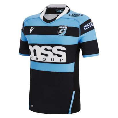 Cardiff Blues Mens Home Rugby Shirt - Short Sleeve Sky 2023 - Front