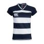 Canterbury Womens Teamwear Hooped Evader Rugby Shirt Navy/White - Front