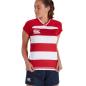 Canterbury Womens Teamwear Hooped Evader Rugby Shirt Red/White - Model