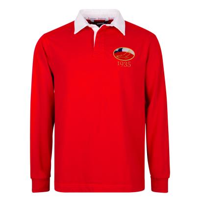 Chile Mens Rugby Origins 1935 Rugby Shirt - Long Sleeve Red - Fr