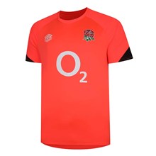 Umbro England Mens Gym Tee - Fiery Coral - Front