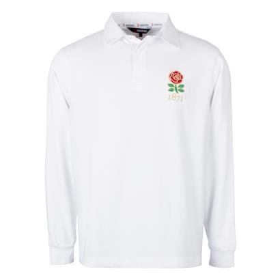 Rugbystore England 1871 Mens Rugby Shirt - Long Sleeve White - Front