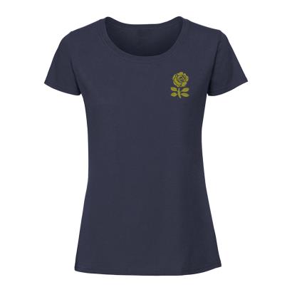 England Womens Classic Printed Tee Deep Navy - Front