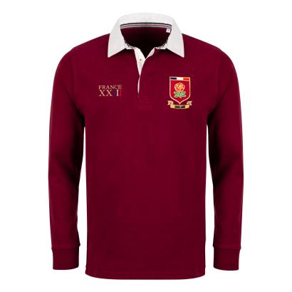England Mens World Cup Heavyweight Rugby Shirt - Burgundy - Front