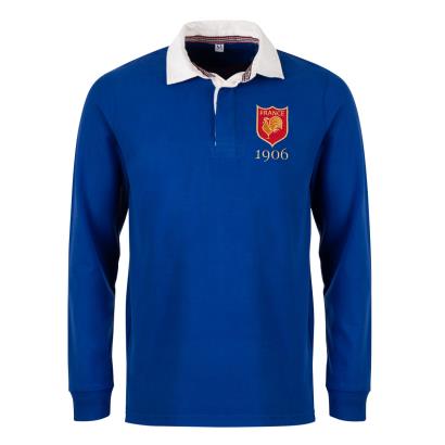 France Mens Rugby Origins Heavyweight Rugby Shirt - Royal - Front