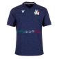 Italy Mens Training Rugby Shirt - Short Sleeve Navy 2023 -  Front