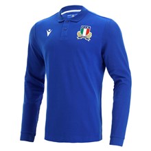 Macron Italy Mens Classic Home Rugby Shirt - Long Sleeve - Front