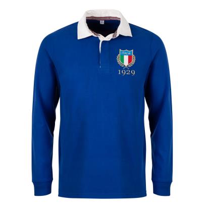 Italy Mens Rugby Origins Heavyweight Rugby Shirt - Royal - Front