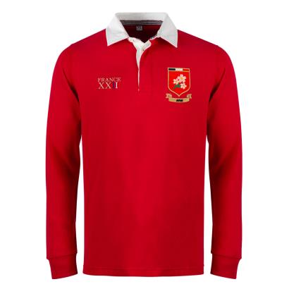 Japan Mens World Cup Heavyweight Rugby Shirt - Long Sleeve Red - Front