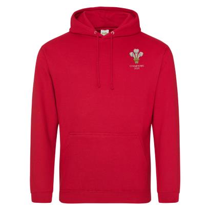 Wales 2021 6 Nations Champions Hoodie Fire Red - Front