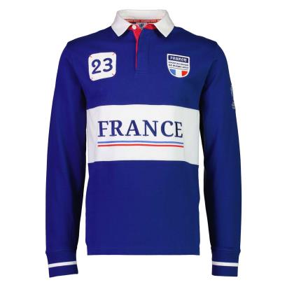 Mens France Rugby World Cup 2023 Rugby Shirt - Navy Long Sleeve - Front