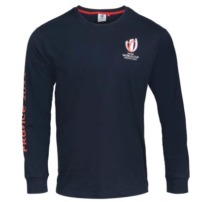 Mens Rugby World Cup 2023 Map Tee - Navy Long Sleeve - Front