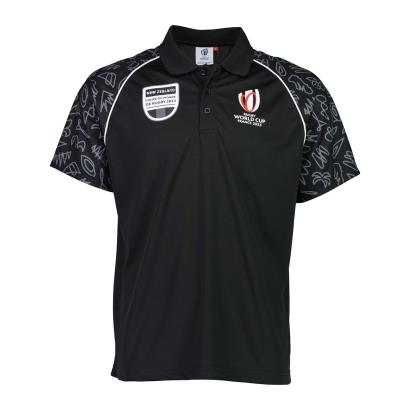 Mens New Zealand Rugby World Cup 2023 Polo - Black - Front