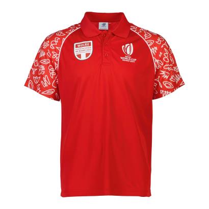 Mens Wales Rugby World Cup 2023 Polo - Red - Front