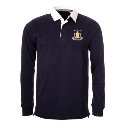 Scotland Mens Calcutta 1879 Heavyweight Rugby Shirt - Navy - Front