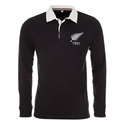 Mens New Zealand 1921 Vintage Rugby Shirt - Jet Black - Front