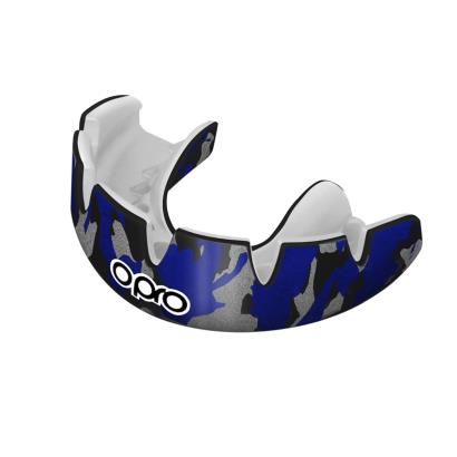 Opro Power-Fit Braces Camo Mouthguard - Black and Blue - Front