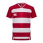 Canterbury Teamwear Hooped Evader Rugby Shirt Red/White Youths - Front