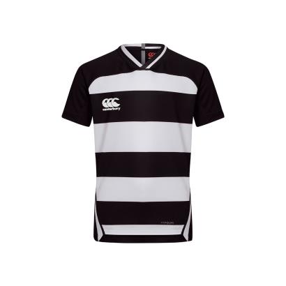 Canterbury Teamwear Hooped Evader Rugby Shirt Black/White Kids - Front