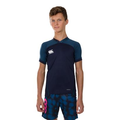 Canterbury Teamwear Plain Evader Rugby Shirt Navy Youths - Model 1