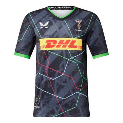 Harlequins Mens Euro Rugby Shirt - Short Sleeve Black 2023 - Fro