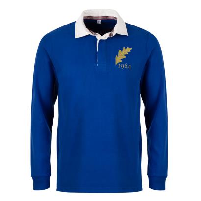 Romania Mens Rugby Origins 1964 Heavyweight Rugby Shirt - Royal - Front