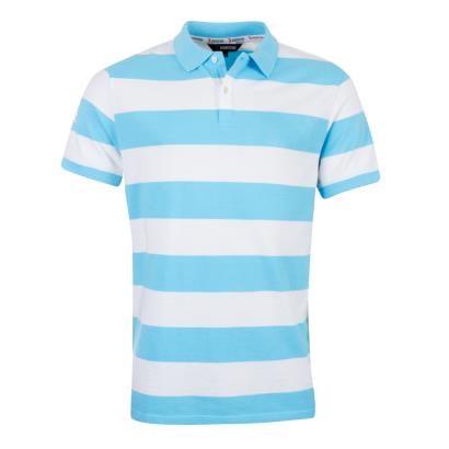 Rugbystore Mens Striped Polo Shirt - Sky Blue and White - Front