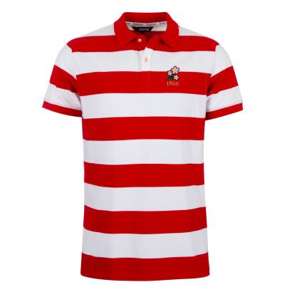 Rugbystore Japan 1866 Mens Striped Polo Shirt - Red and White - 