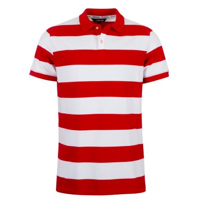Rugbystore Mens Striped Polo Shirt - Red and White - Front