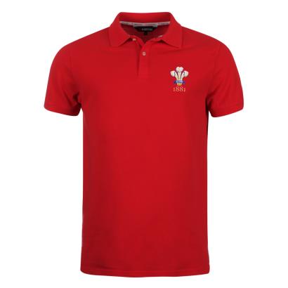 Rugbystore Wales 1881 Mens Polo Shirt - Red - Front