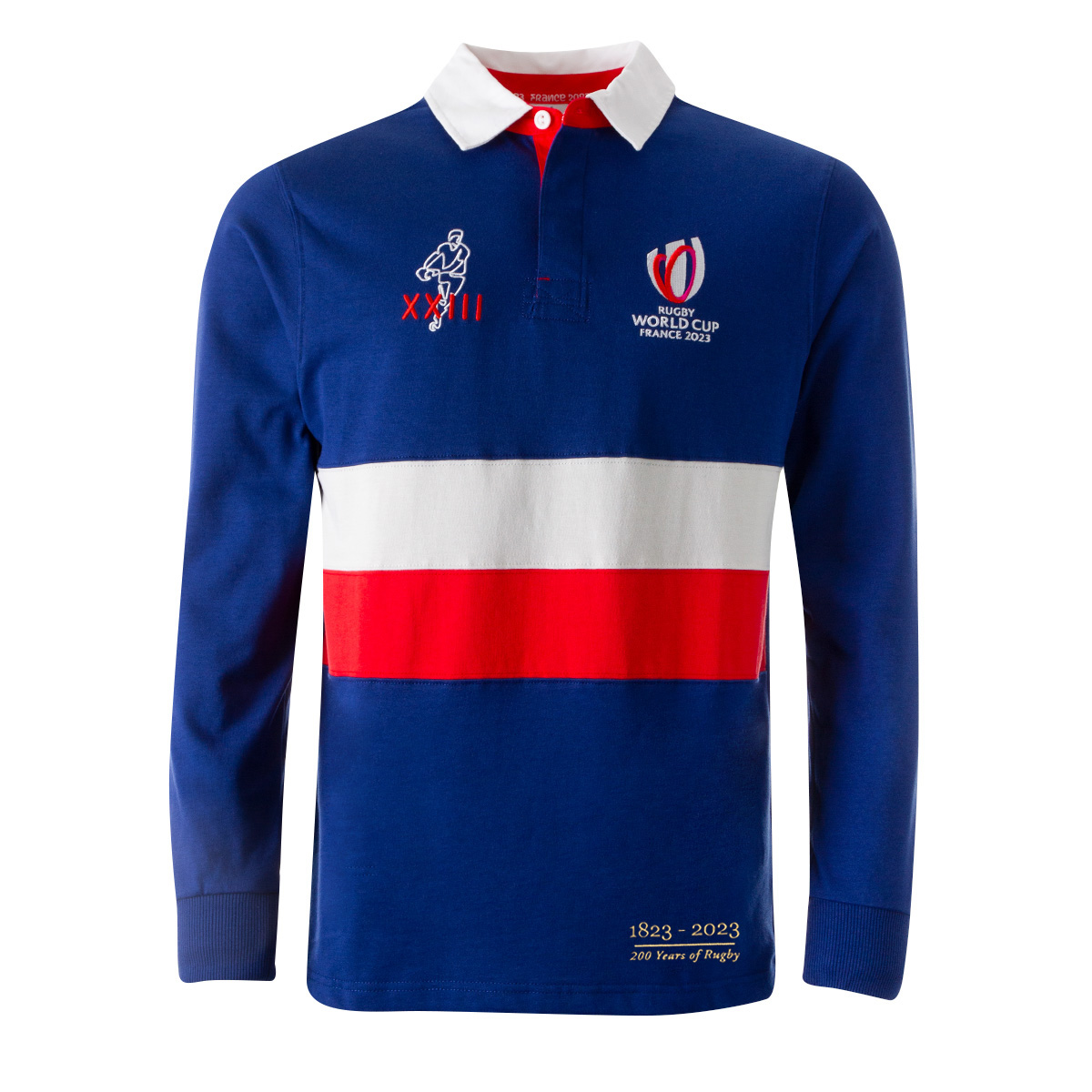 Rugby World Cup 2023 Mens 200 Years of Rugby Stripe Rugby Shirt - Long ...