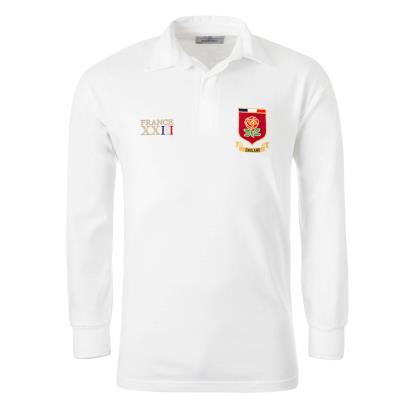 England Mens World Cup Classic Rugby Shirt - Long Sleeve White - Front